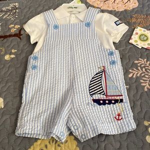 Little me short overall set